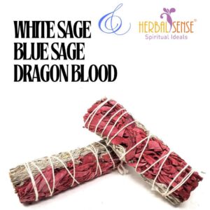 SI 3 in 1 White Sage, Blue Sage and Dragon Blood Powerful Cleansing and Abundance Sticks