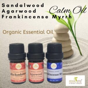 Herbal Sense Calm Oil Bundle Agarwood, Indian Sandalwood, Frankincense Myrrh Blend Certified Organic Essential Oil