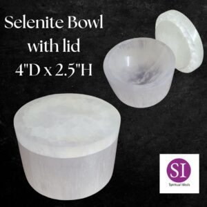 SI Natural Selenite Round Box with Lid 10CM – 4"D x 2.5"H