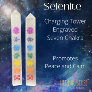 SI Selenite Obelisk 7 Chakra Colorful Tower 6-7"  Remove blockages Peace and Calm