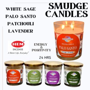 HEM Smudge Candle White Sage Palo Santo Patchouli Lavender