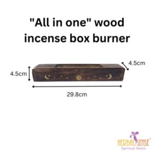 SI "All in one" wood incense box burner - celestial design