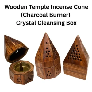 Pyramid Wooden Temple Burner Use for Charcoal Incense Resin, Crystal Cleansing Box, Incense Cone Burning