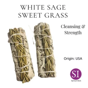 SI White Sage Sweetgrass Smudging Stick Cleansing and Strength