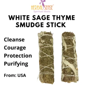 White Sage Thyme Smudge Stick, For purification and clarity, Soothe and balance energy