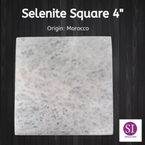 Selenite Square Plate 4" Origin: Morocco Energy Cleansing Plate