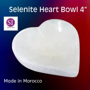 Selenite Heart Bowl 4" Natural Stone from Morrocco for Crystal and Gemstone Charging